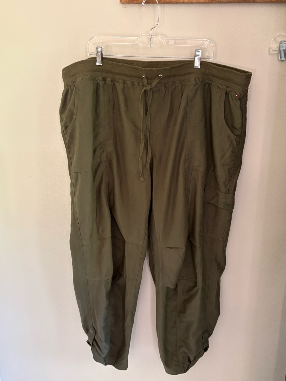 Tommy Hilfiger Olive Green Drawstring Cargo Pants